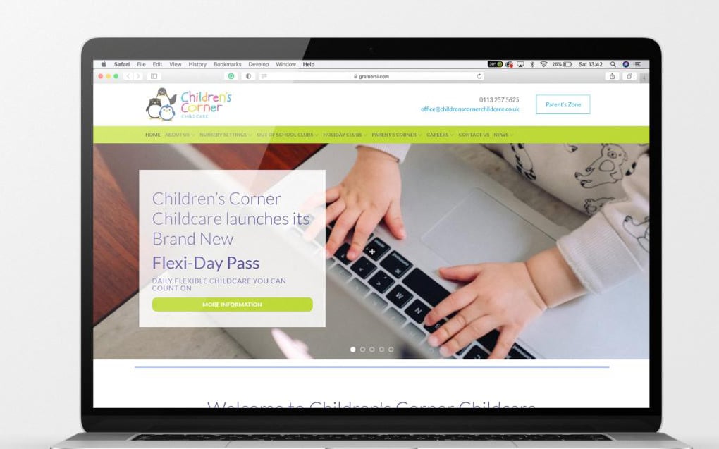 The old Children’s Corner website: white, corporate and anonymous.