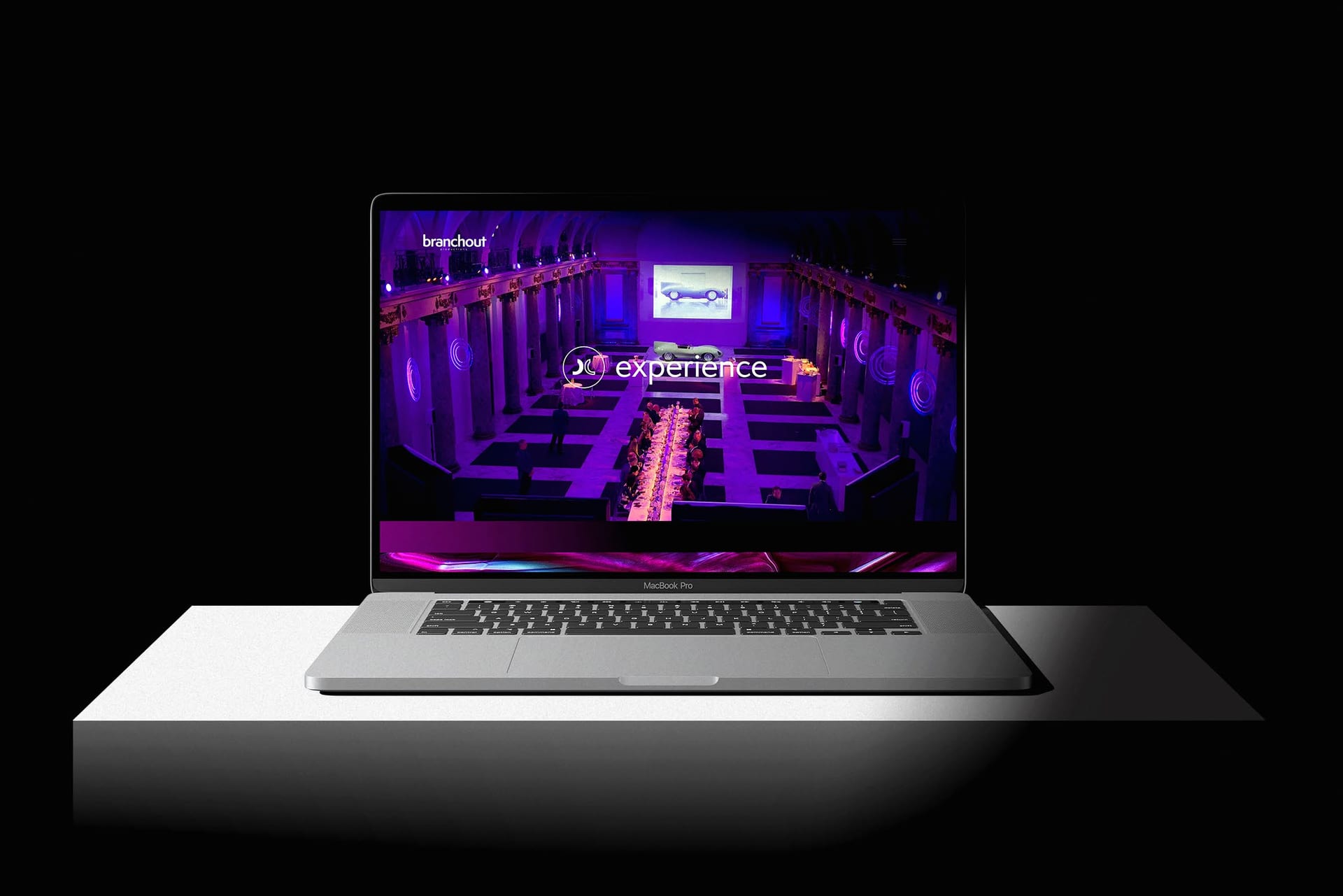 Branchout website on a laptop showing an event venue.