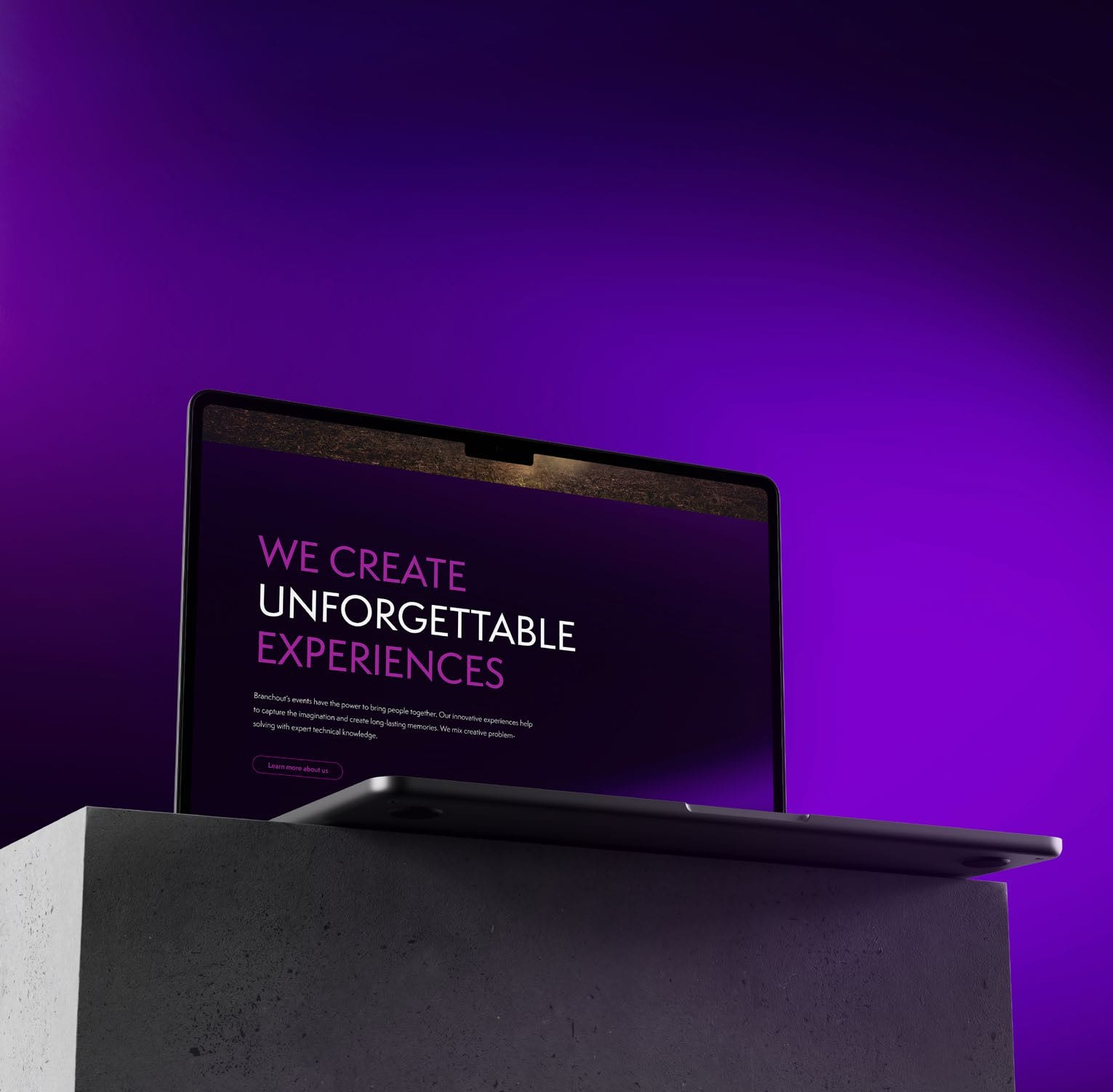Branchout homepage, We Create Unforgettable Experiences.