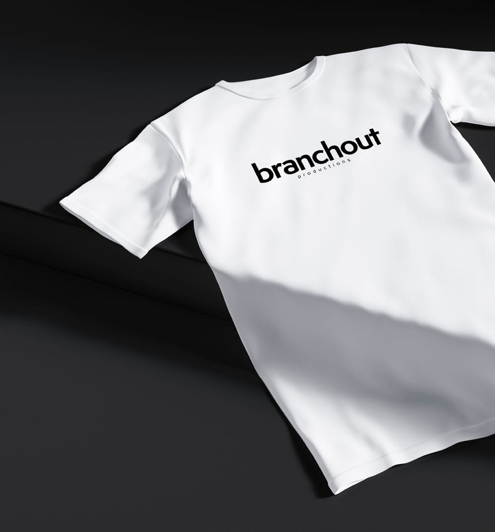 Branchout branded white T-shirt.