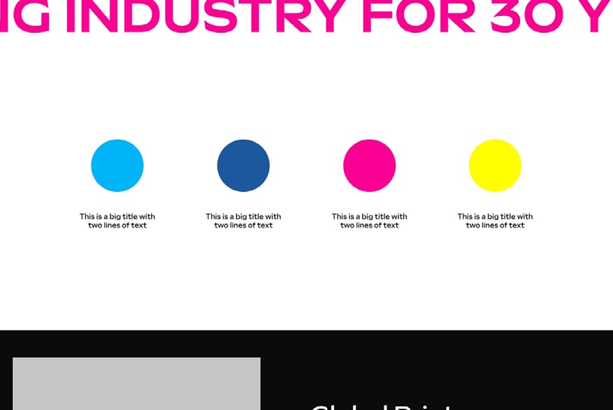 CMYK colour dots from the Dennison Group brand system.