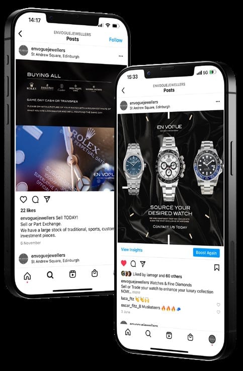 En Vogue social feed on a phone.