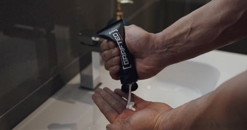 Grafted product applied by hand.