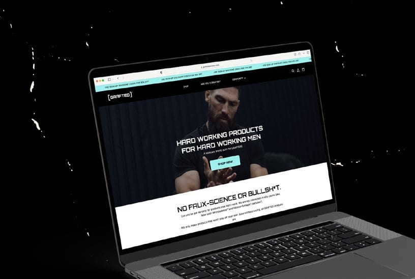 Grafted online store on a laptop.