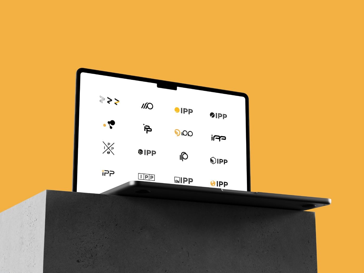 IPP brand toolkit and icon set on amber.