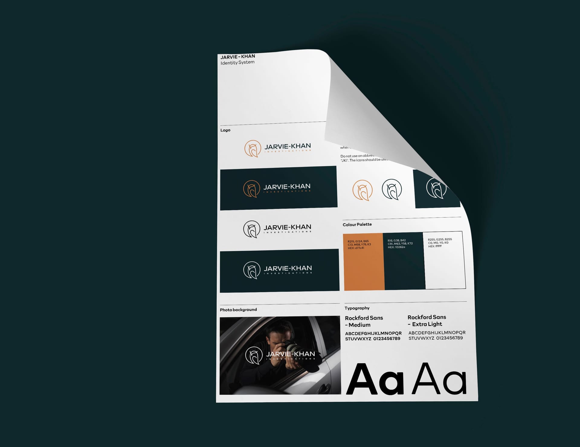 Jarvie-Khan brand guidelines spread.