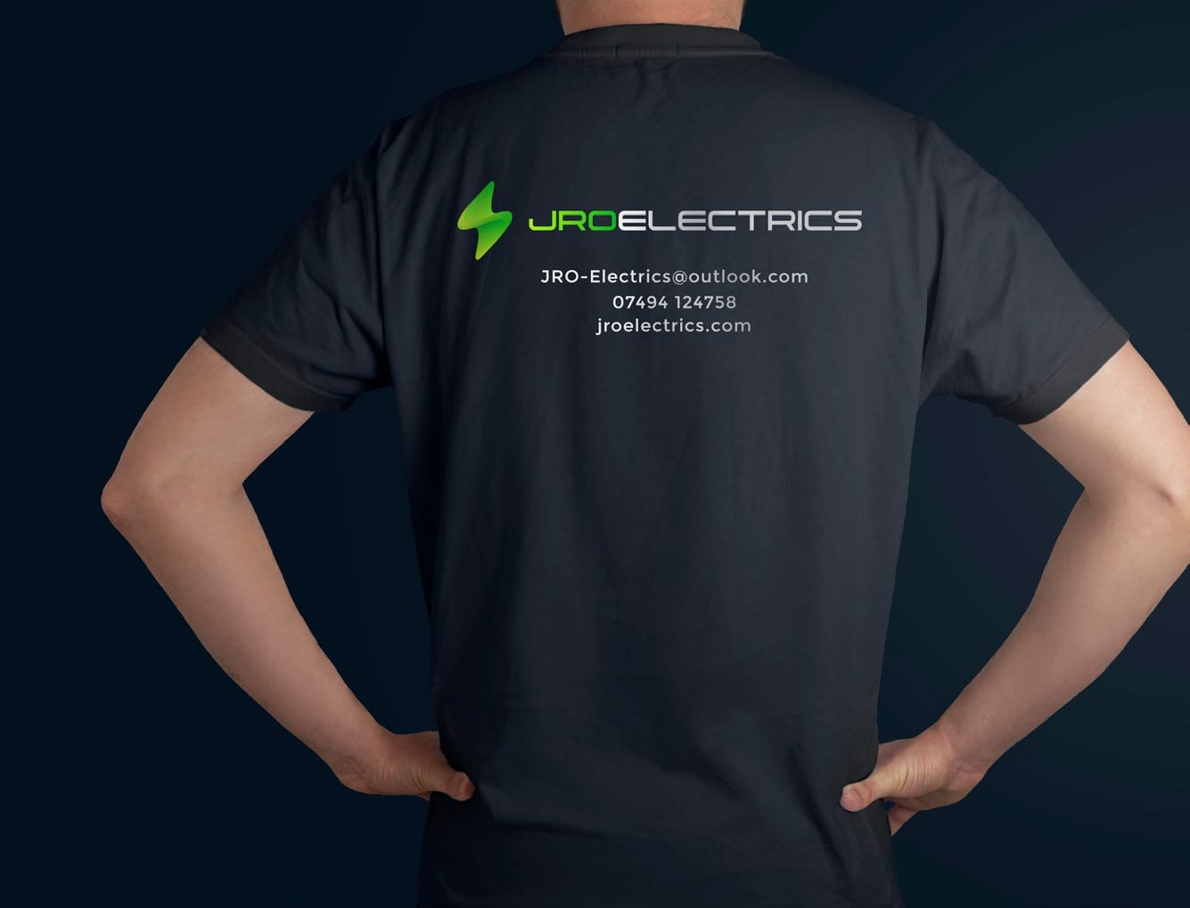 JRO Electrics branded workwear T-shirt.