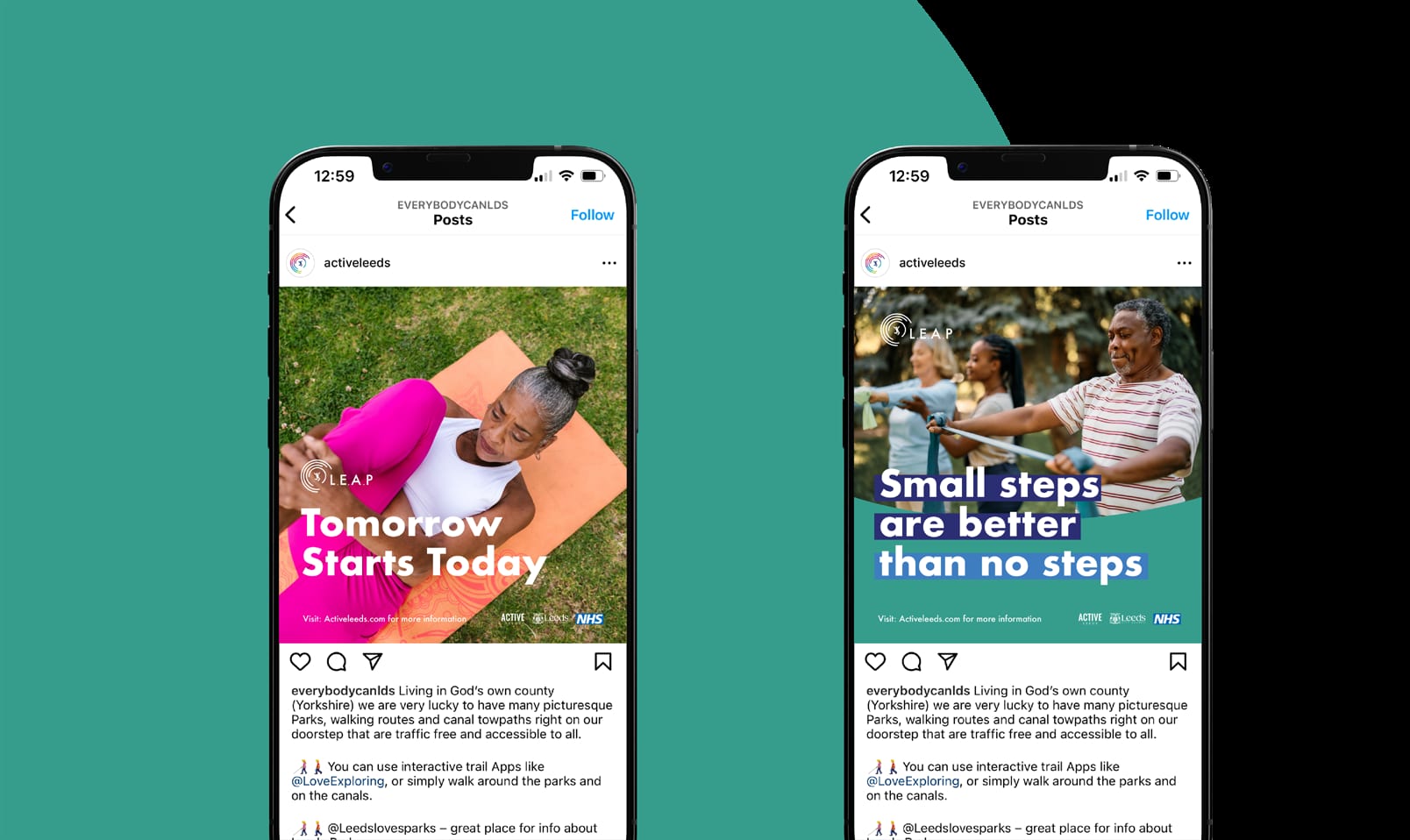 LEAP app screens, Tomorrow Starts Today.