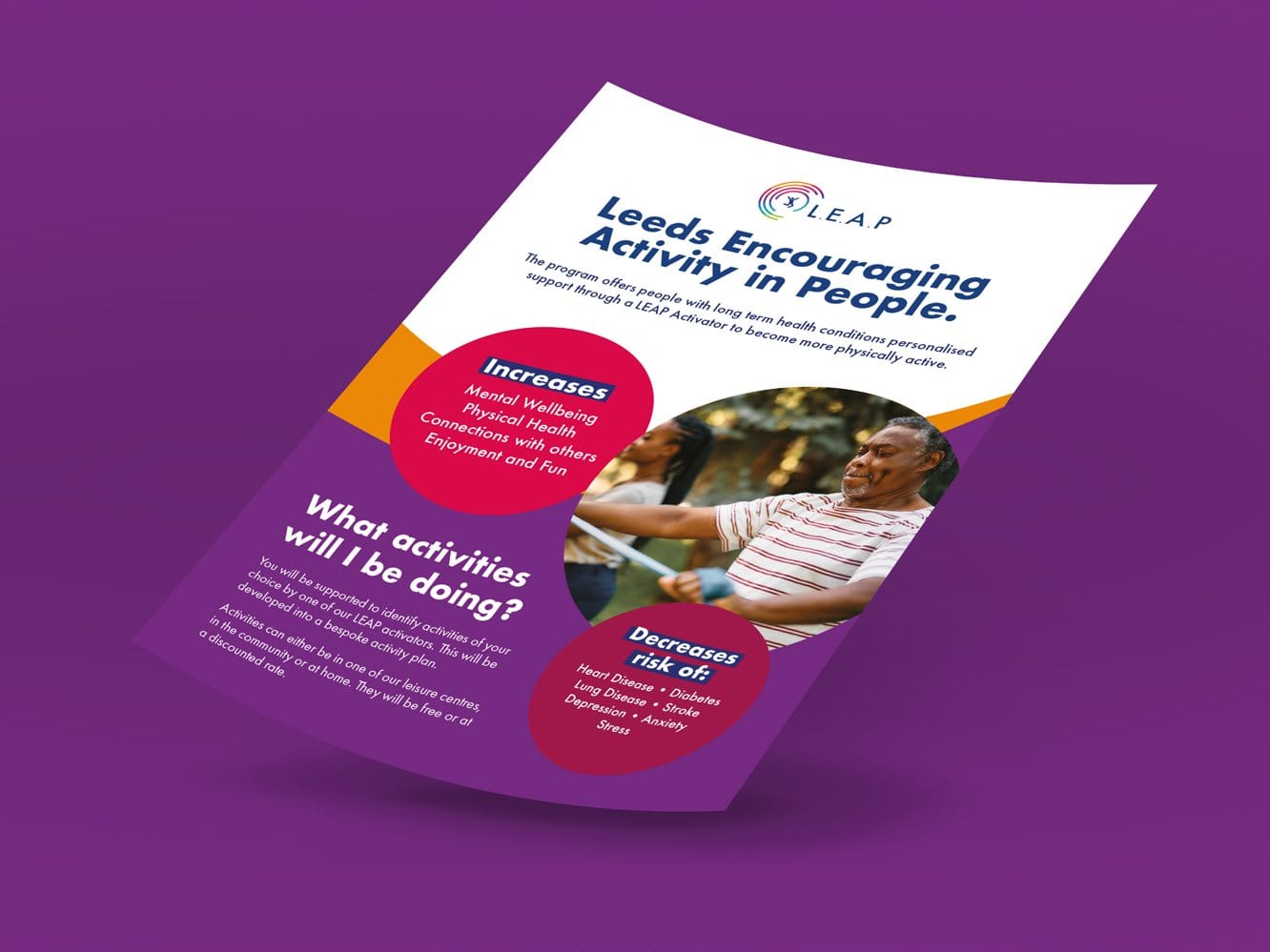 LEAP brochure, Leeds Encouraging Activity in People.