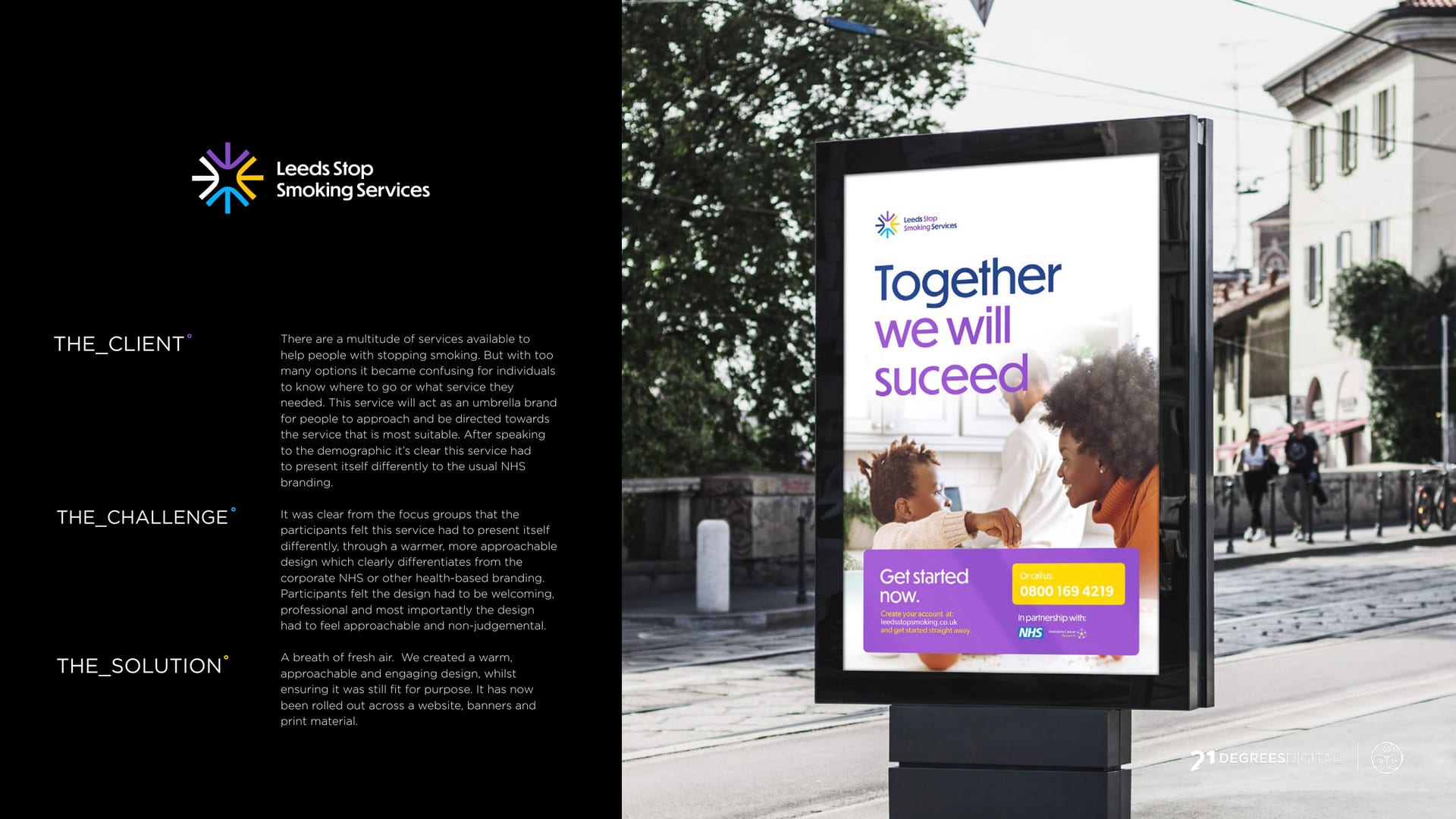 Leeds Stop Smoking Service out-of-home advert, Together We Will Succeed.