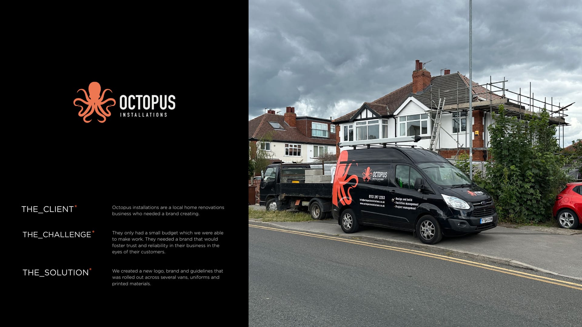 Octopus Installations branded van outside a house.