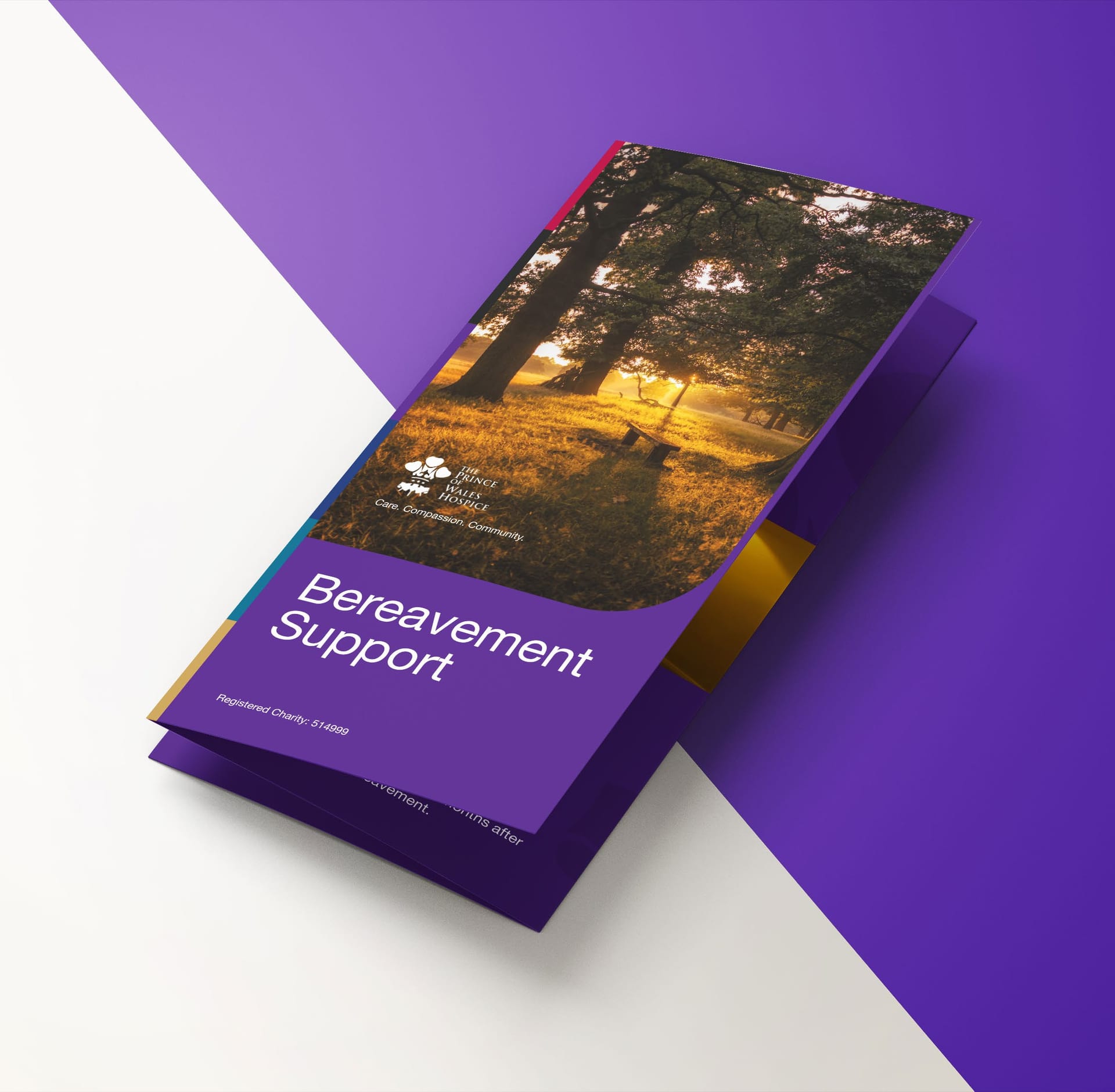 Prince of Wales Hospice bereavement support trifold brochure.