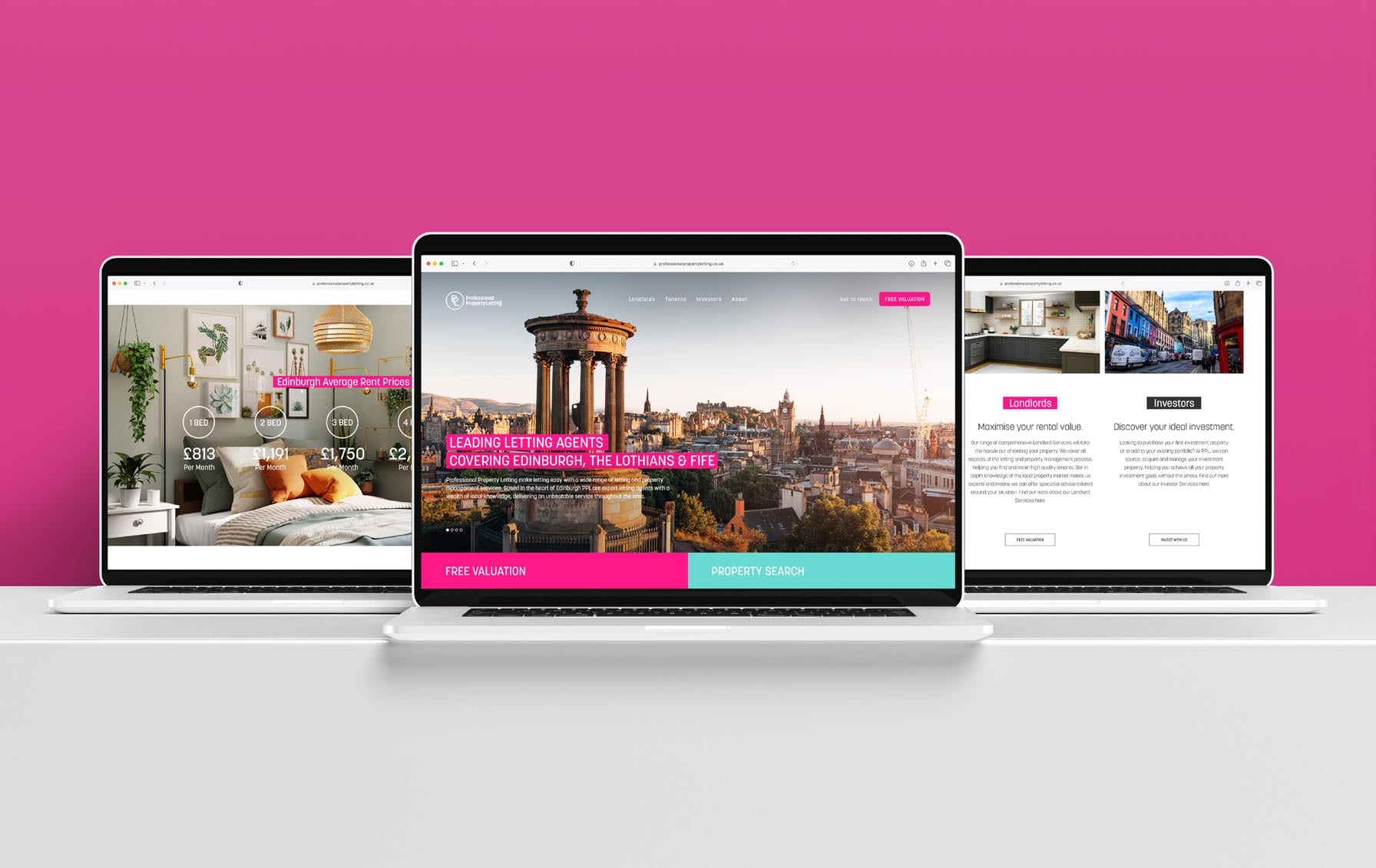 Professional Property Letting website on laptops.