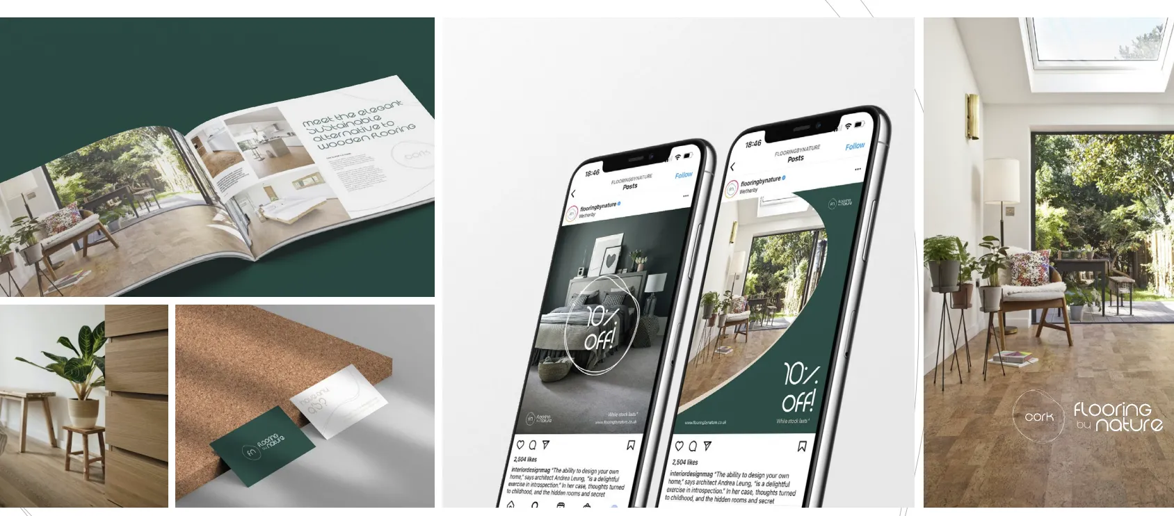 Flooring By Nature brand, website and campaign creative, built from zero as one system.