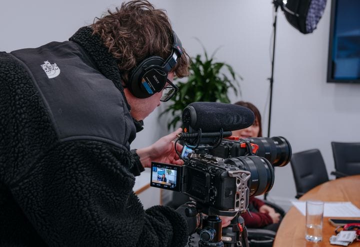 Behind the scenes on a 21 Degrees video shoot.