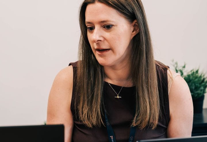 A 21 Degrees team member during an interview.