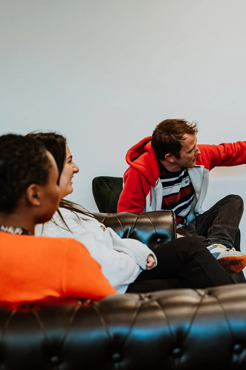 The 21 Degrees team in conversation at the Leeds studio, one team behind brand and performance.