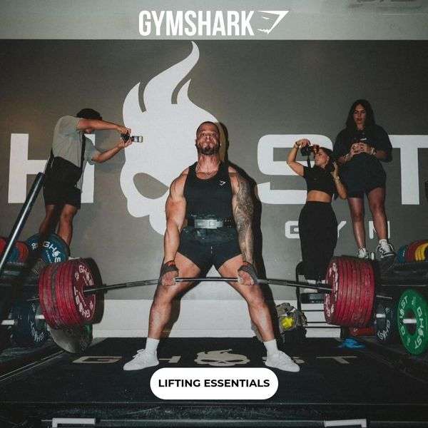 An advert from gymshark showing a man deadlifting
