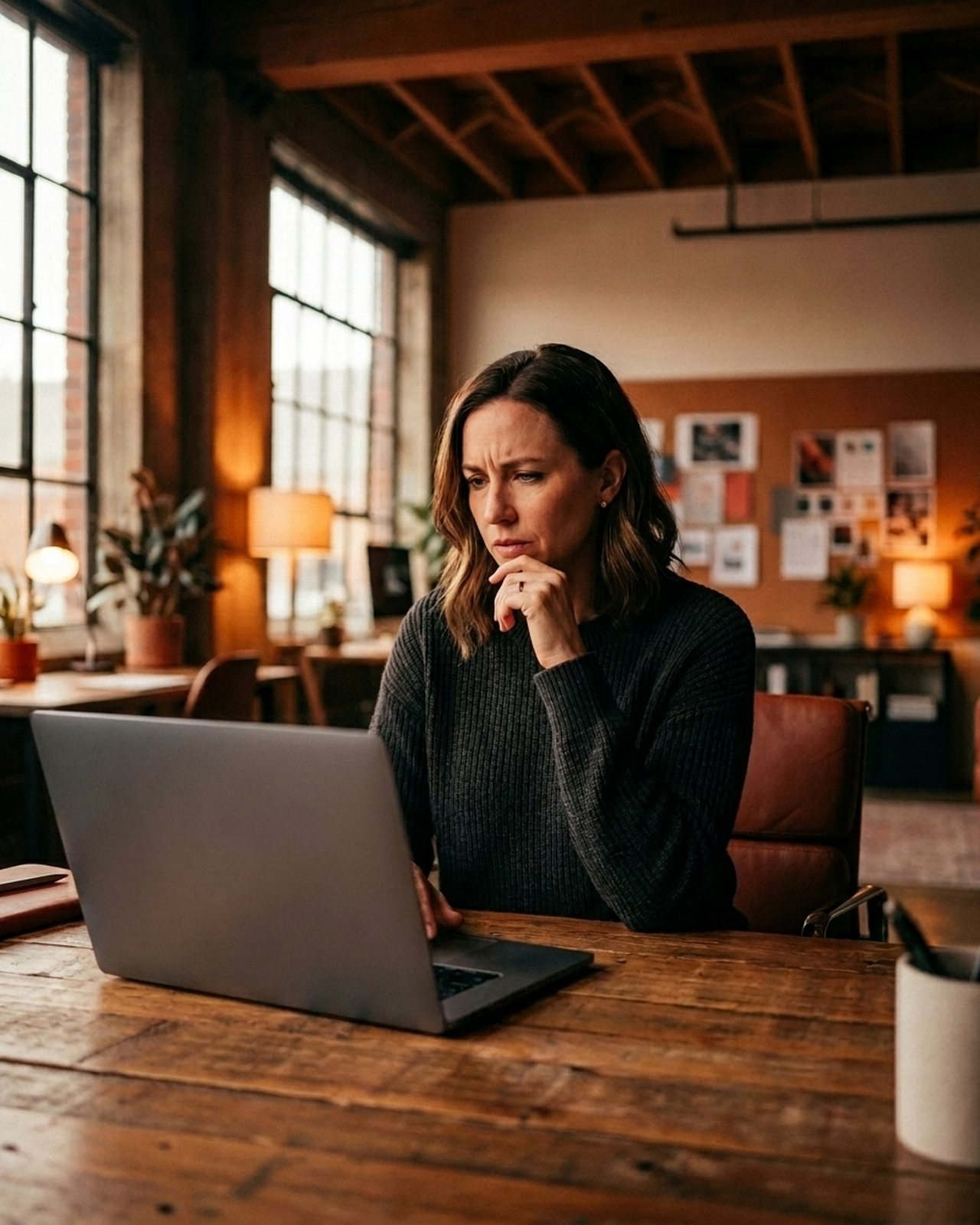 A marketer reviewing paid-campaign performance in a studio