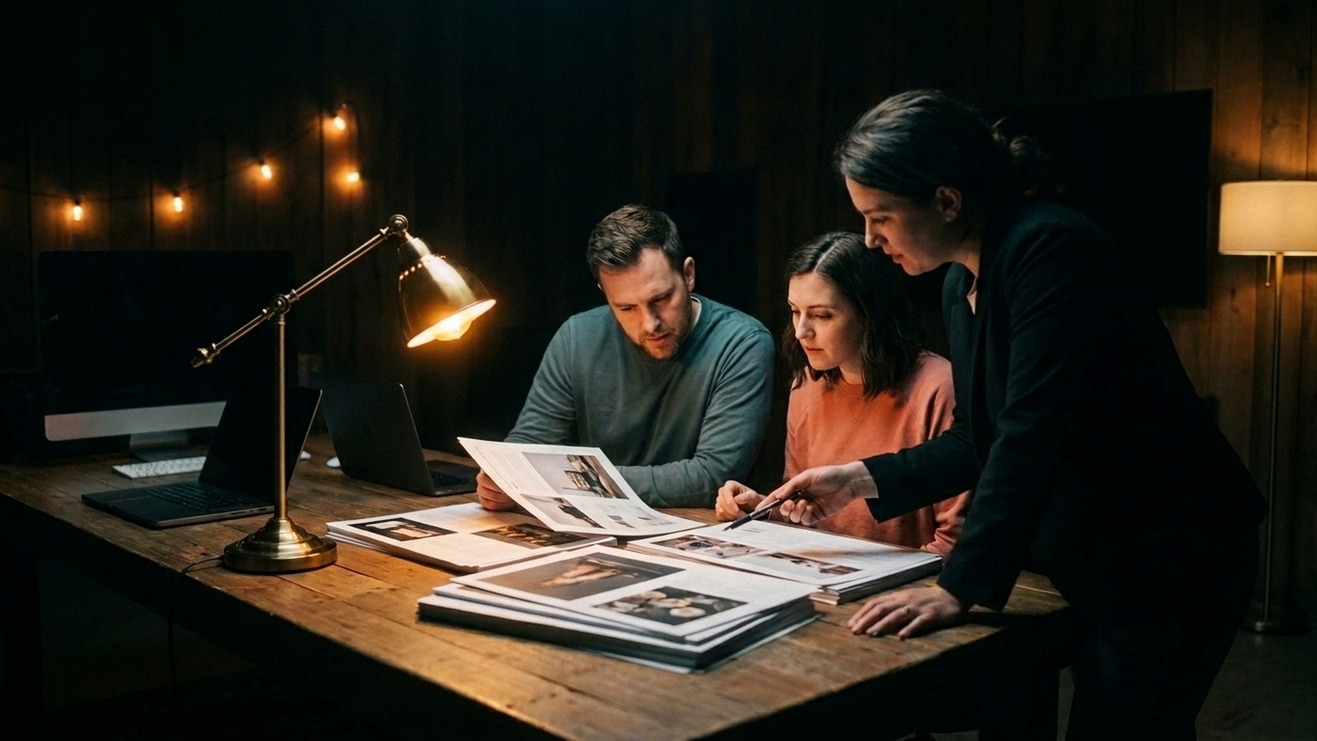 The 21 Degrees content team working in the studio