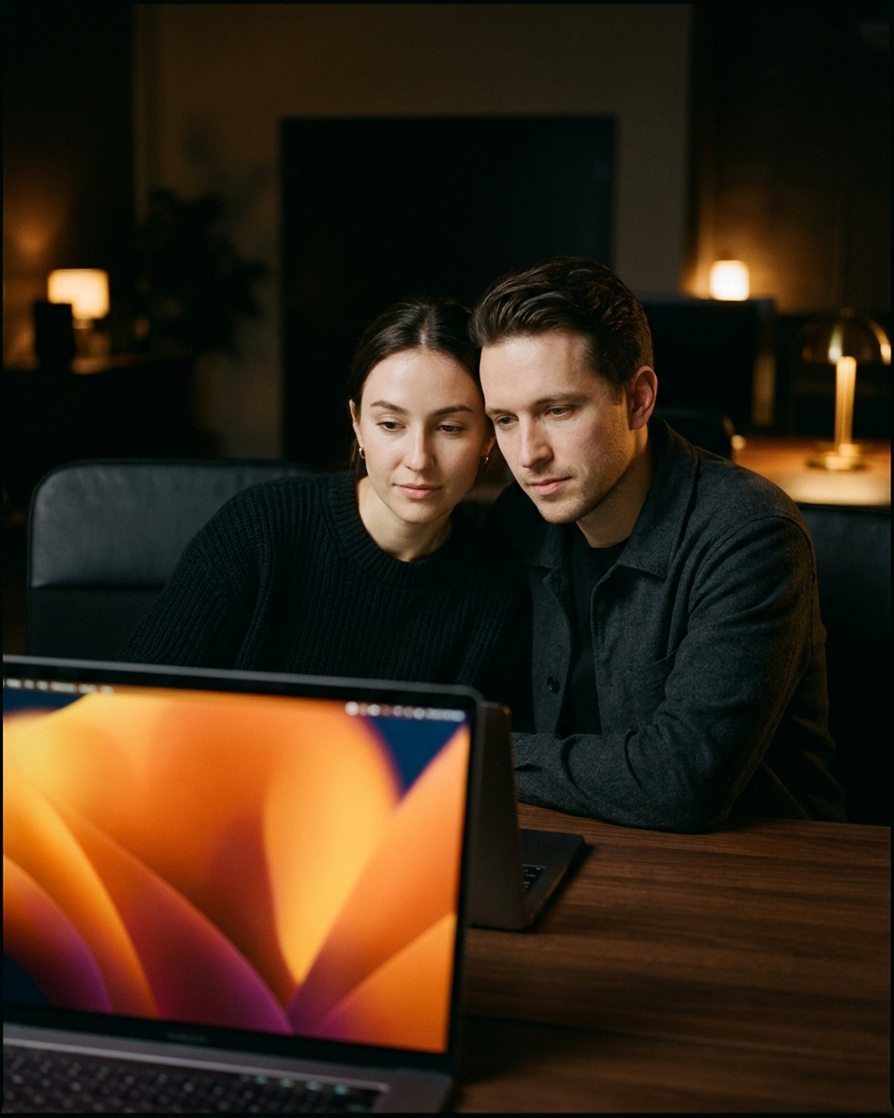 A web team working together in a warm-lit Leeds studio.